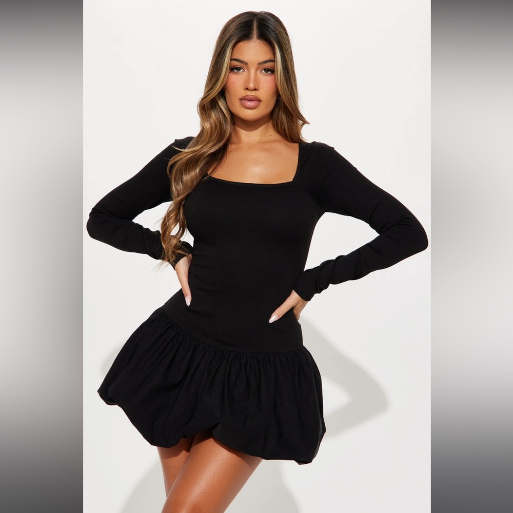 Sweet girl long sleeve bubble mini dress